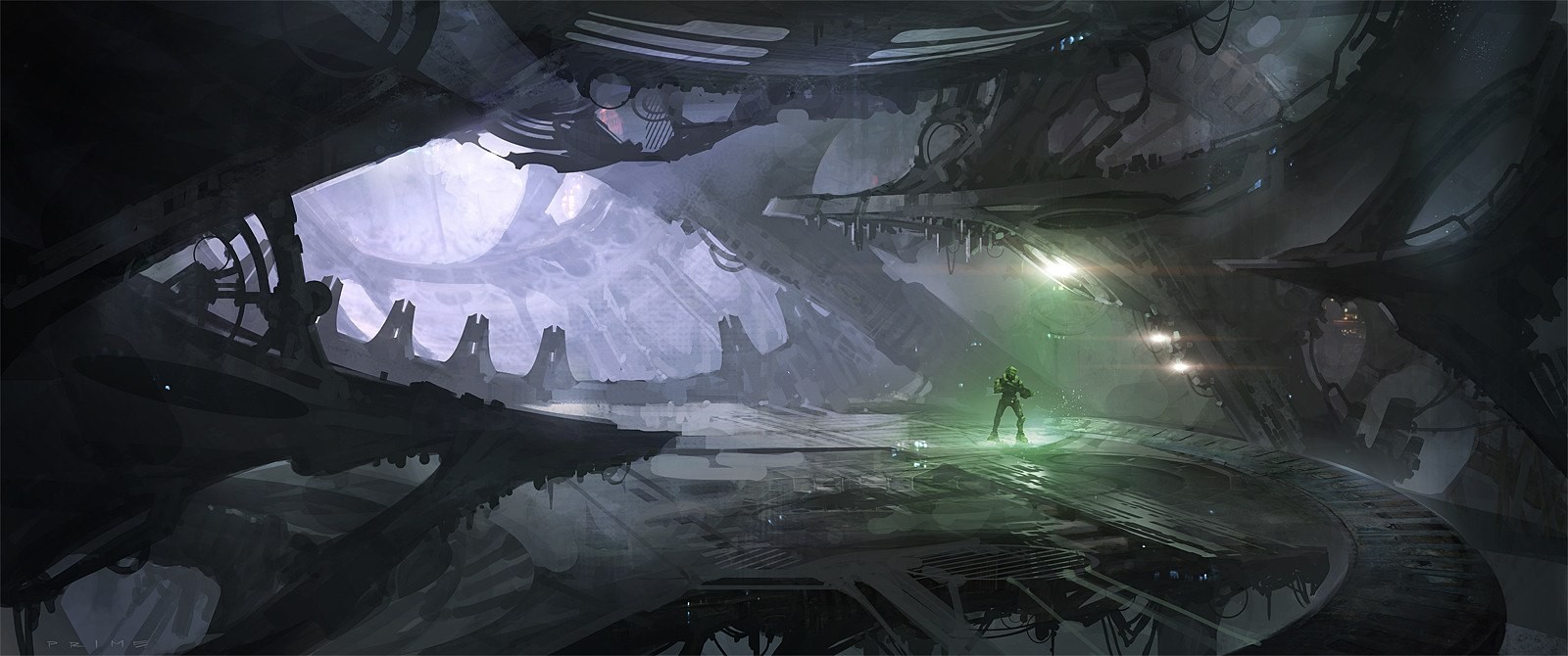 sci-fi alien structure interior