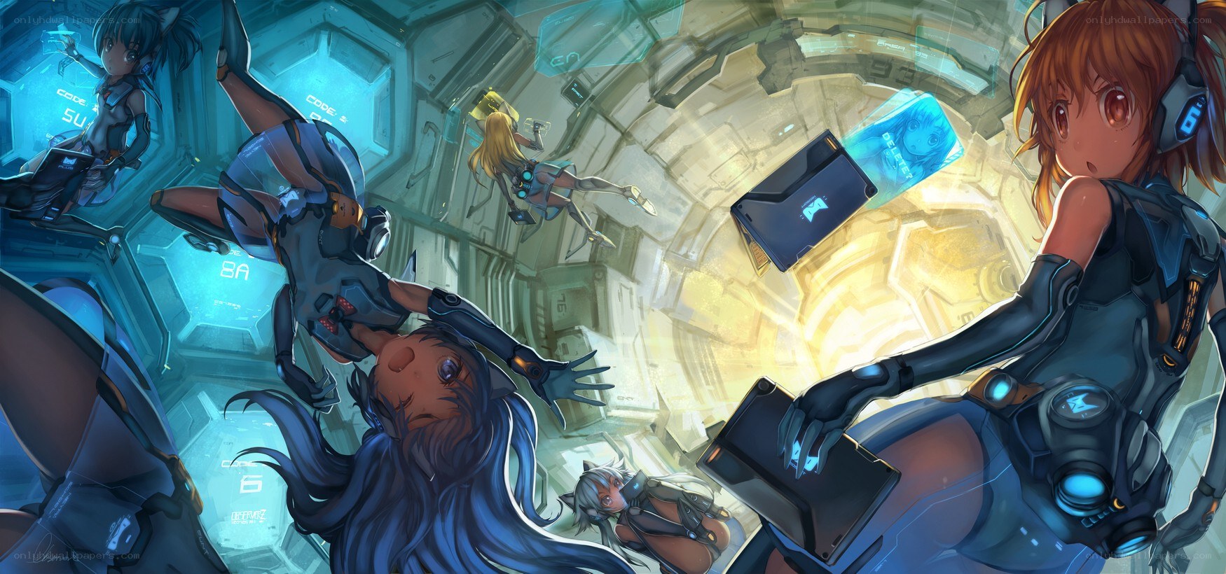 sci-fi anime girls in zero gravity