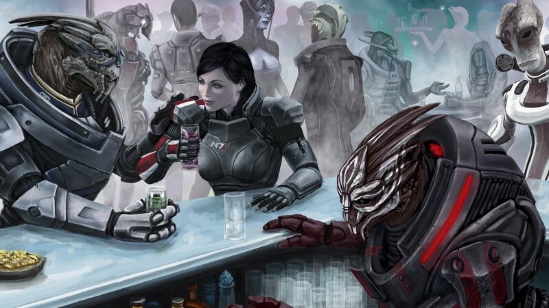 sci-fi bar scene with aliens