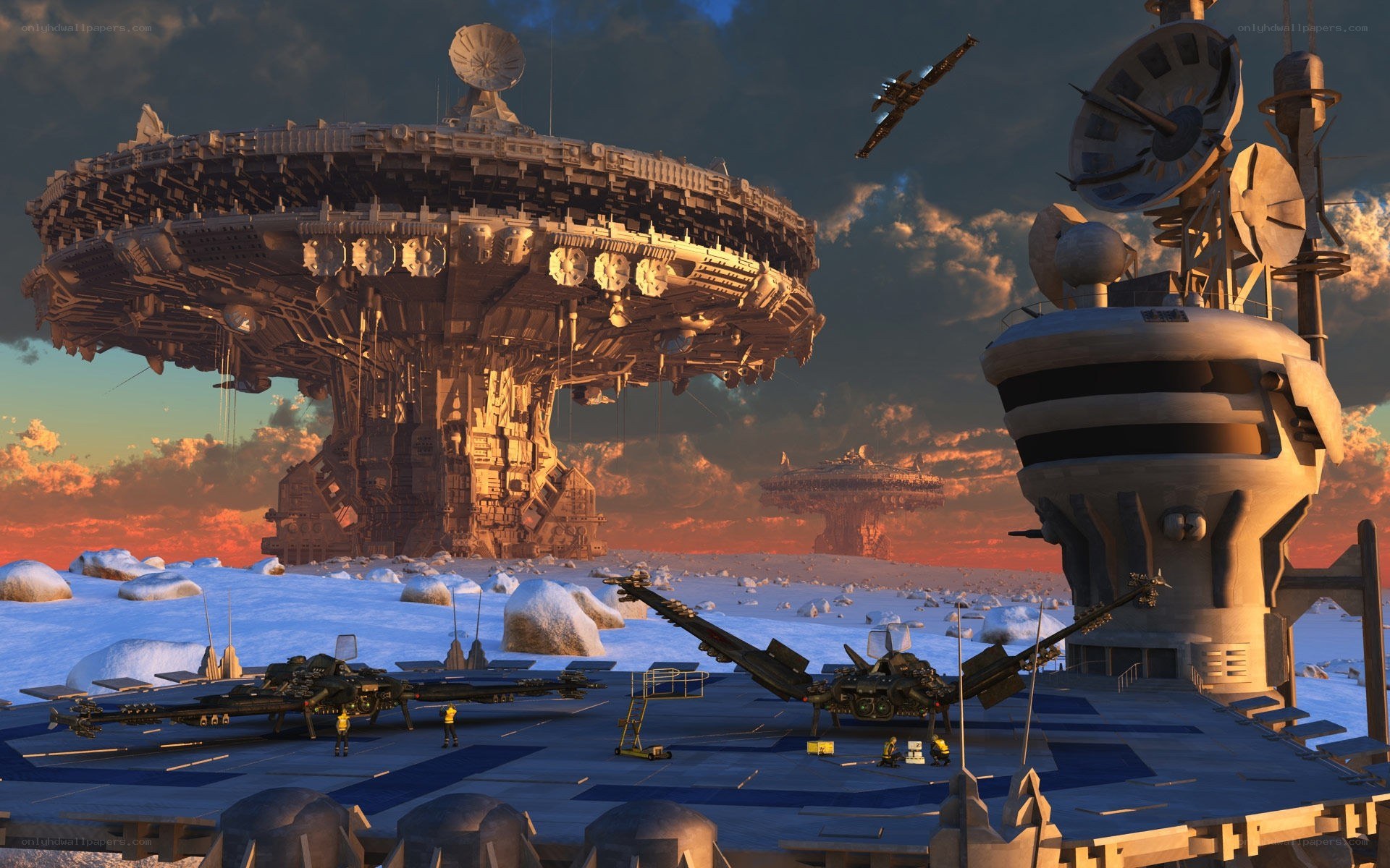 Sci-fi base on alien planet