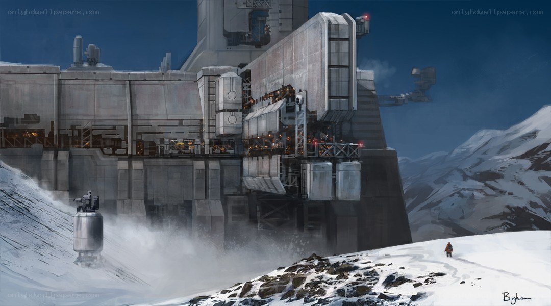 Sci-fi base on snowy planet