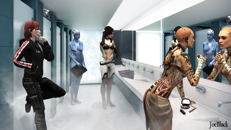 Sci-fi bathroom scene