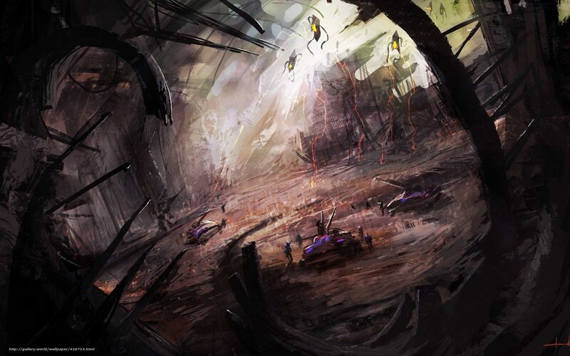 sci-fi battle in a cavern