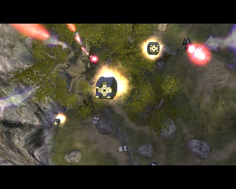 Sci-fi battle in forest terrain