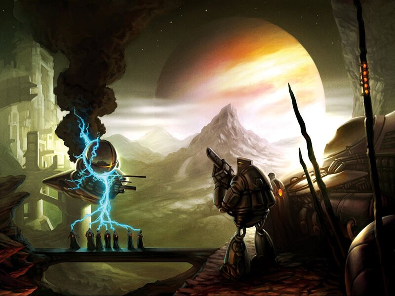 Sci-fi battle on alien planet