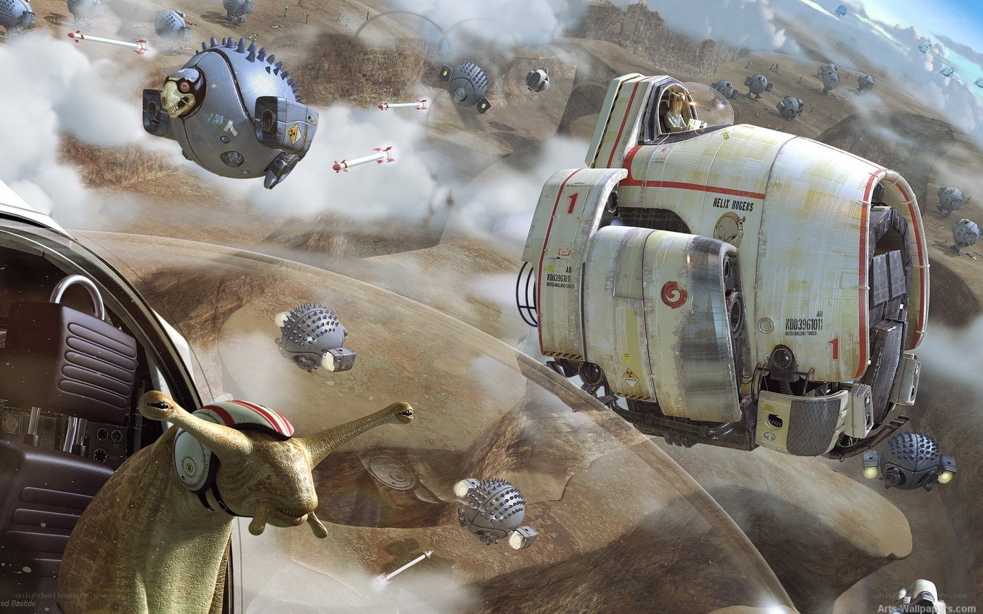sci-fi battle on alien planet