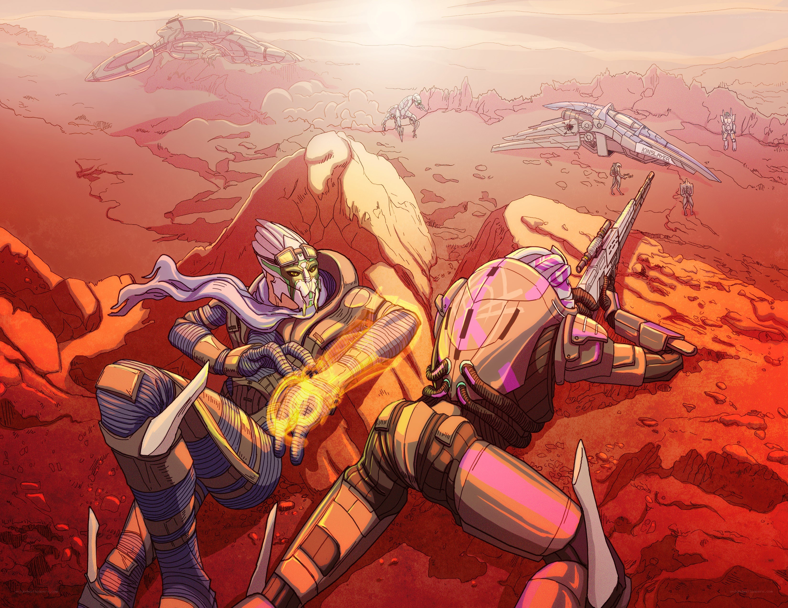 sci-fi battle on alien planet