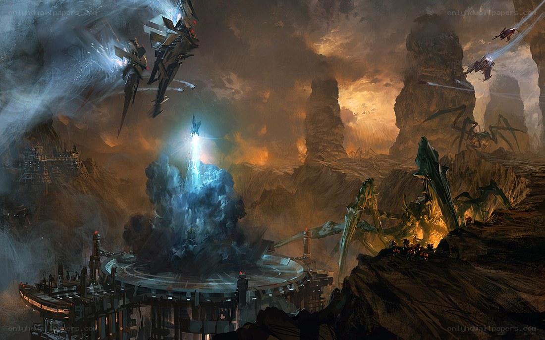 Sci-fi battle on alien planet