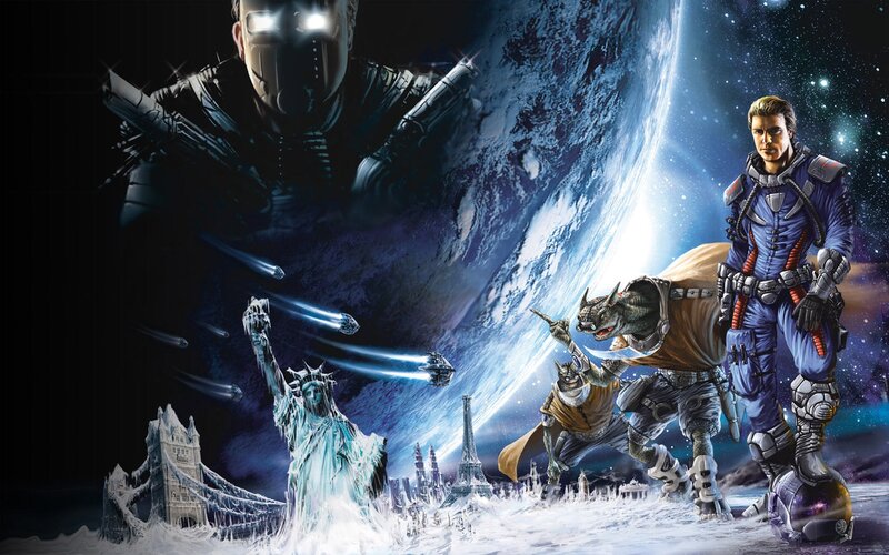 sci-fi battle on frozen earth