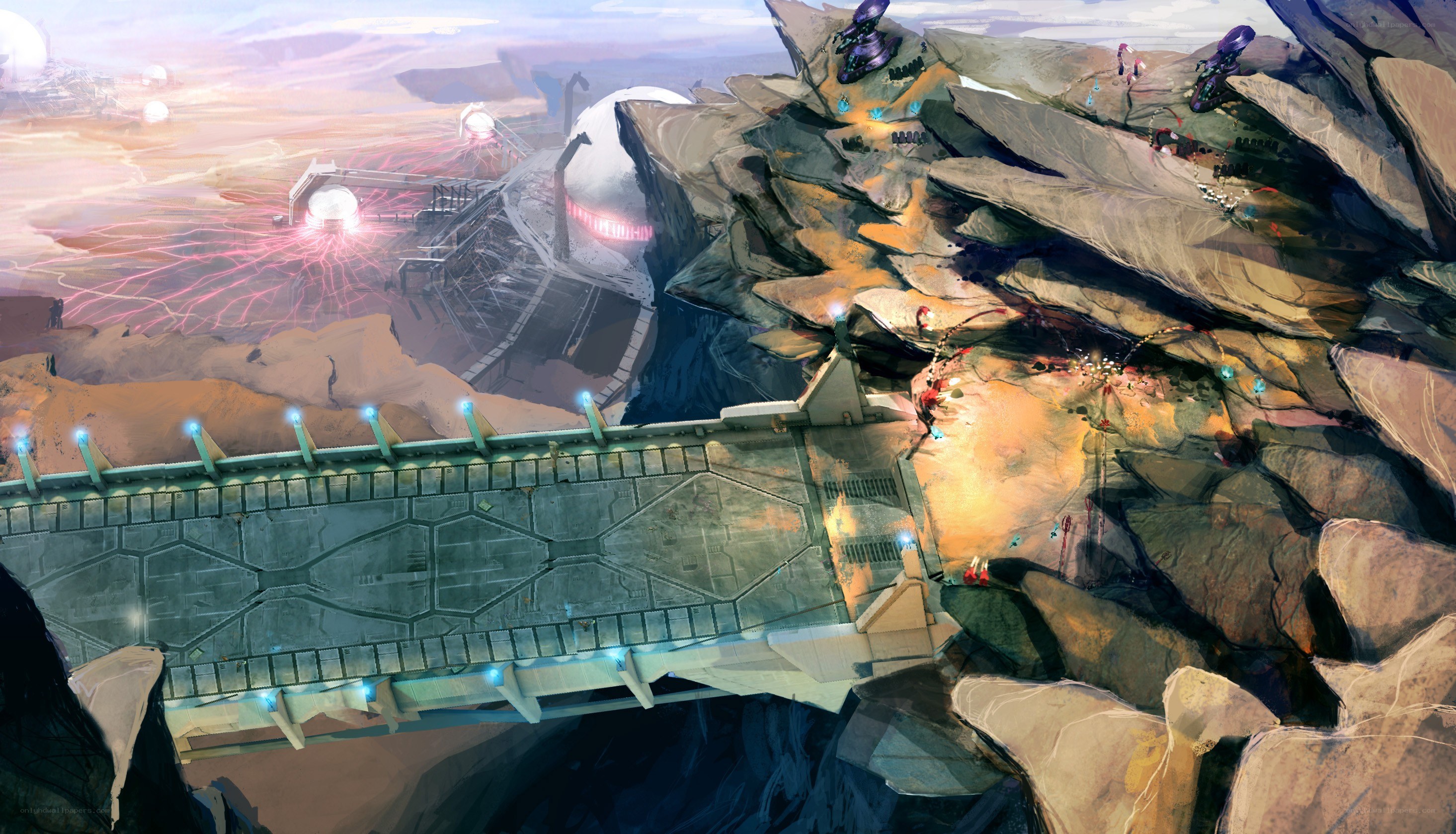 Sci-fi battle on rocky planet