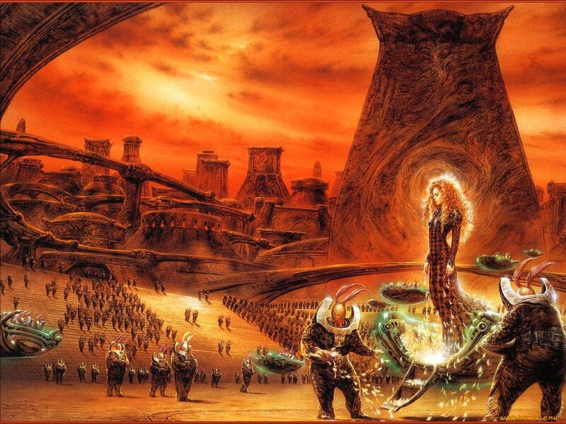 Sci-fi battle scene with queen