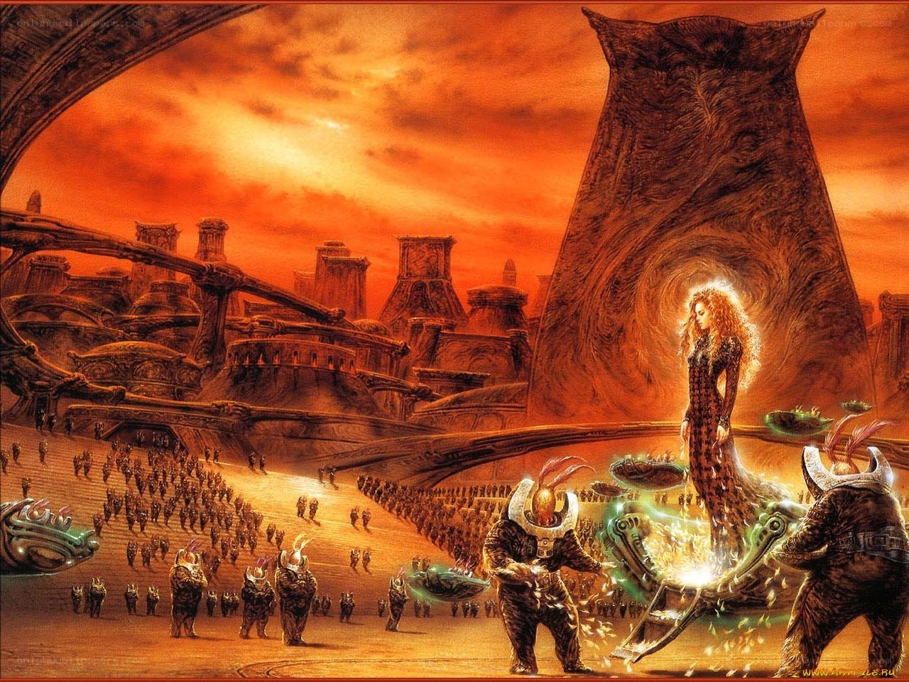 Sci-fi battle scene with queen