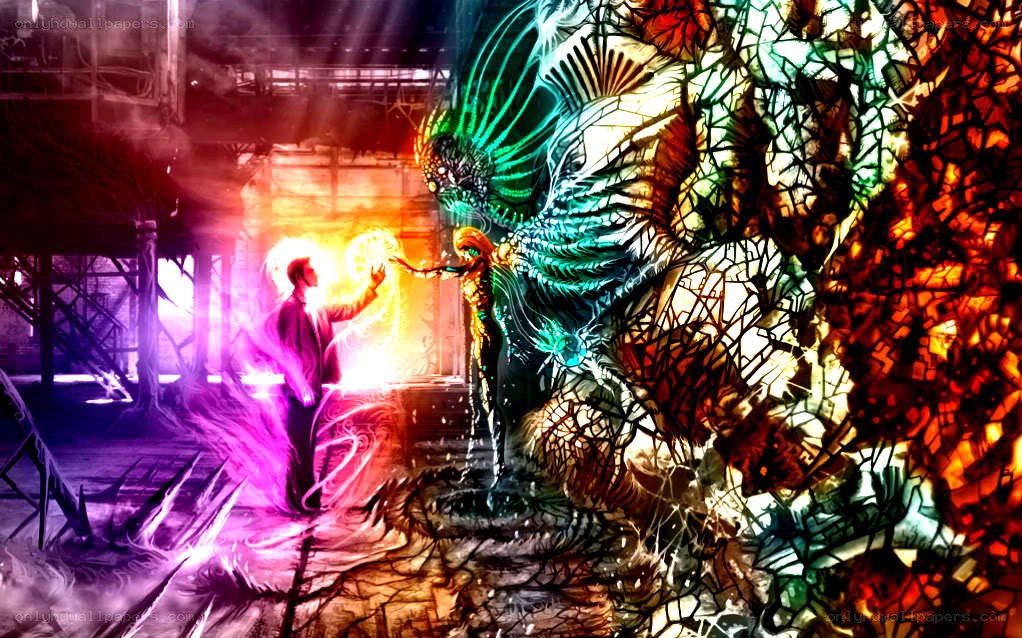sci-fi battle with energy beings