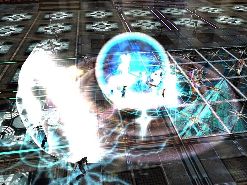sci-fi battle with energy shields