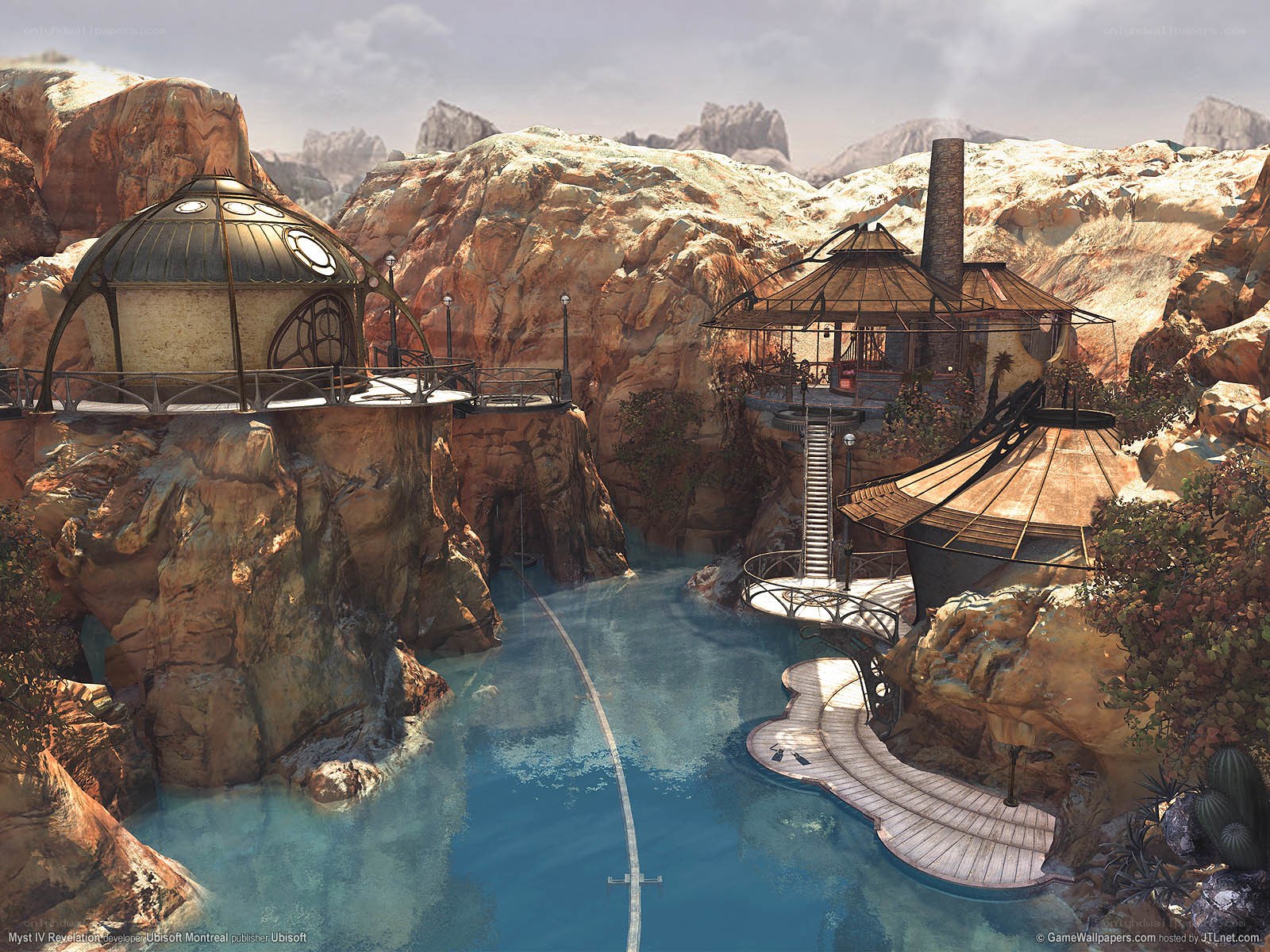 Sci-fi canyon settlement