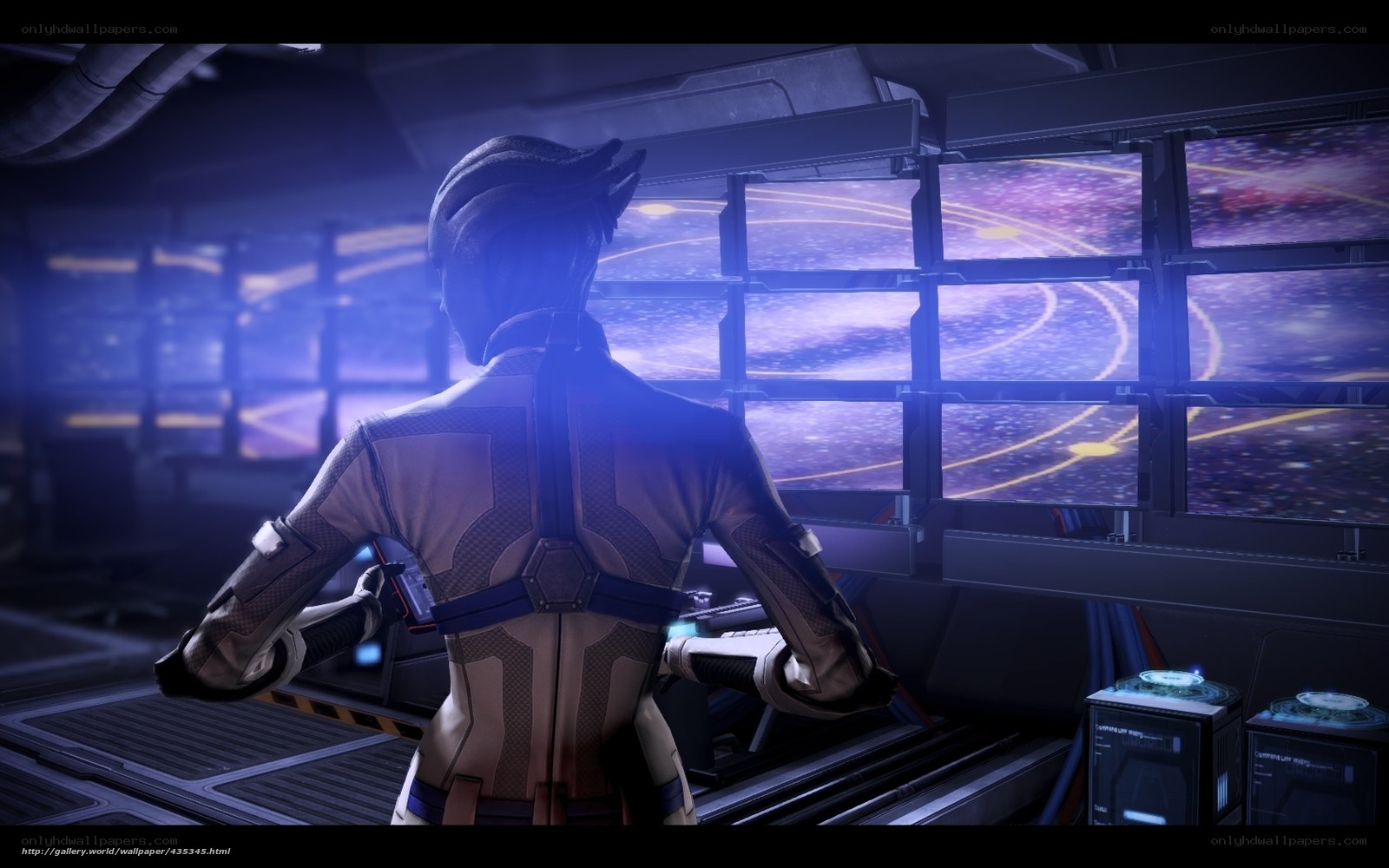 sci-fi character at control panel