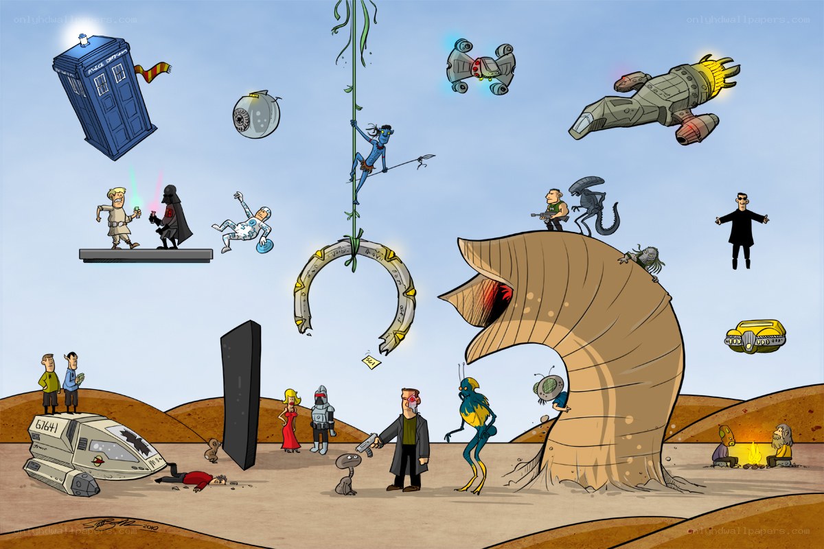 Sci-fi character collage