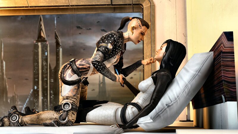 Sci-fi character confrontation