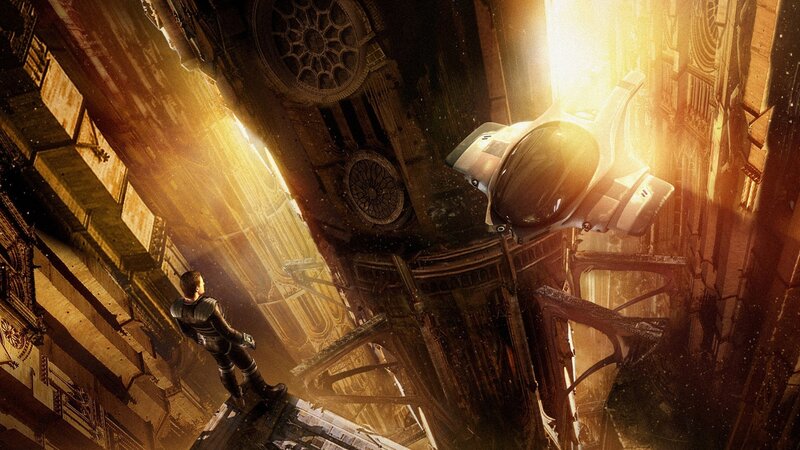 sci-fi character in cathedral
