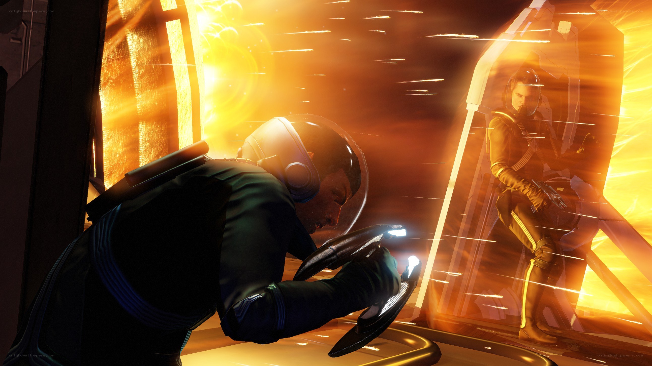 sci-fi character in cockpit
