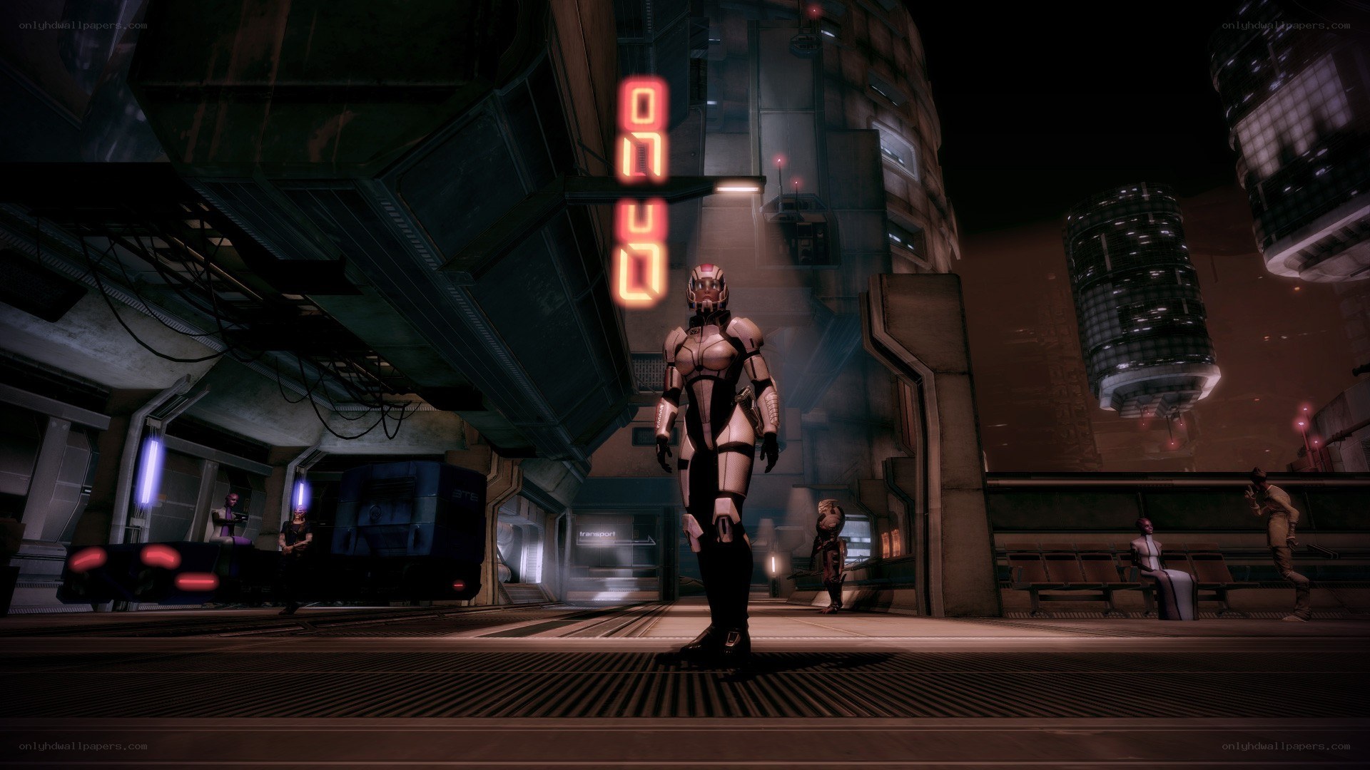 sci-fi character in futuristic city