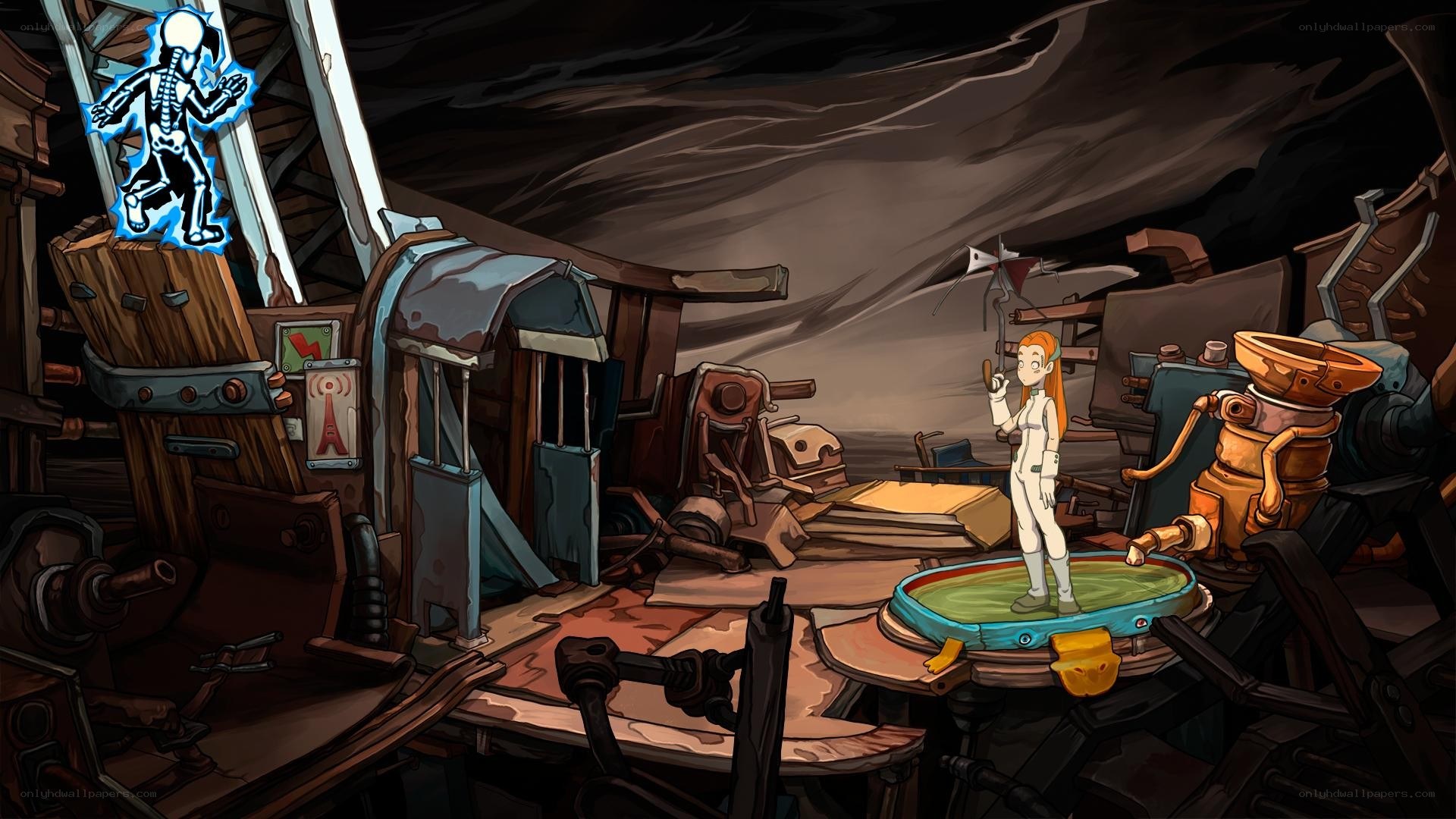 sci-fi character in junkyard