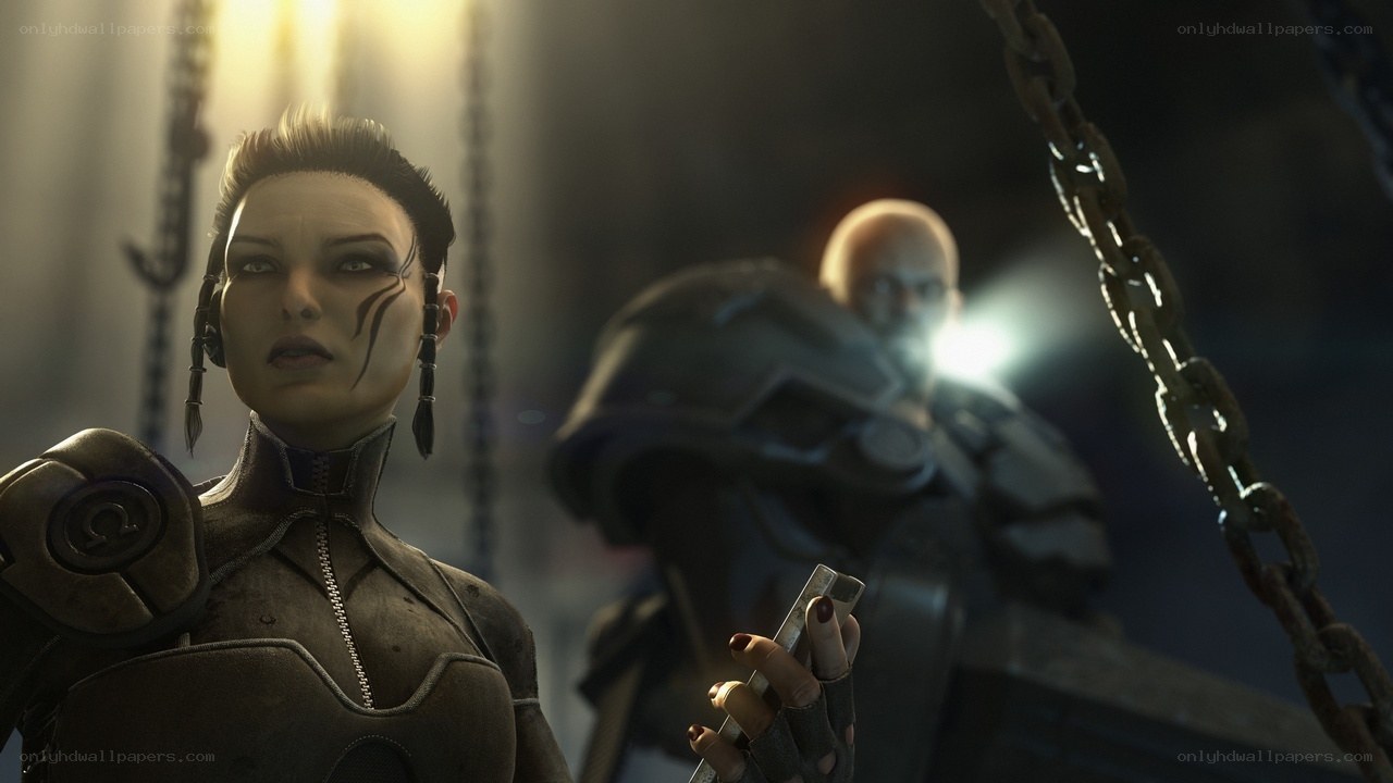 sci-fi character with cybernetic enhancements