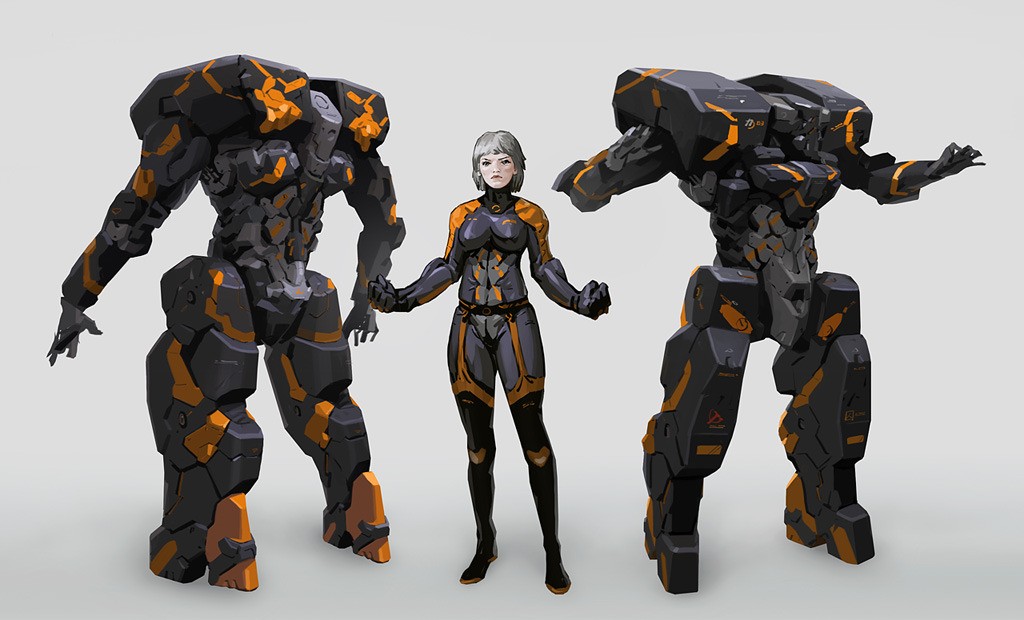 sci-fi characters and mechs
