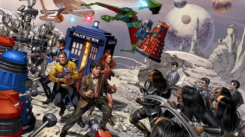 Sci-fi characters in battle