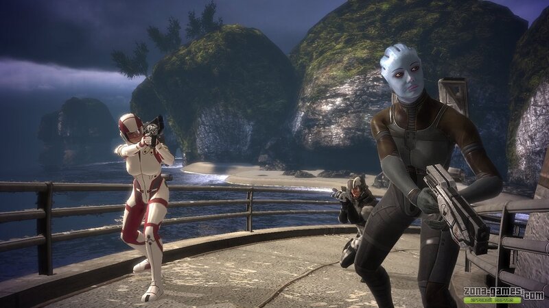 sci-fi characters on a platform