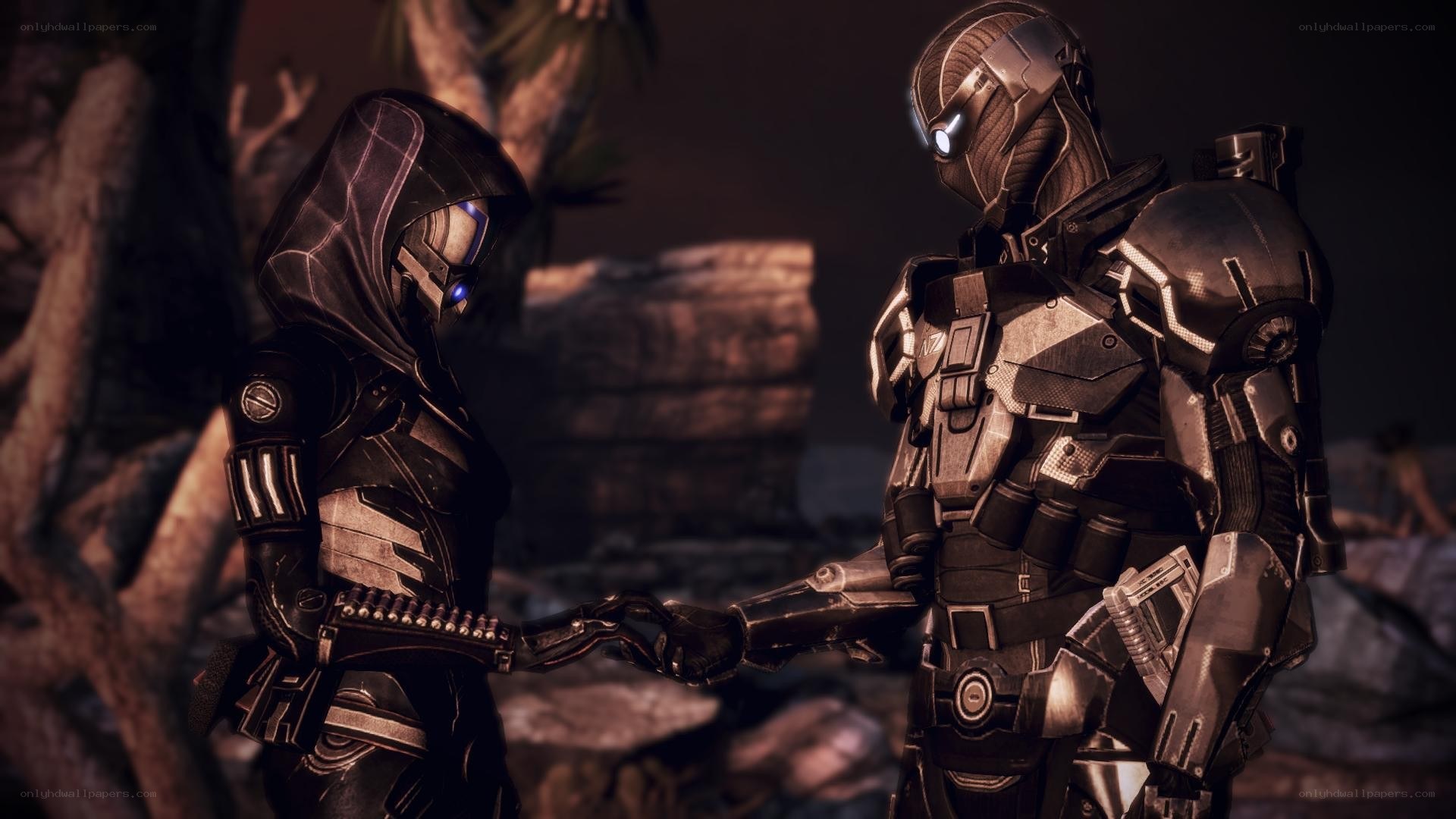 sci-fi characters shaking hands