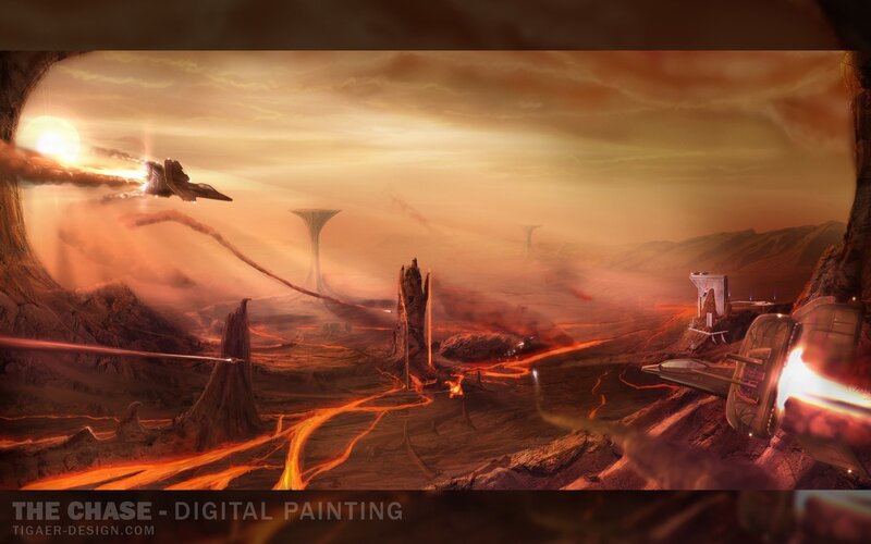 Sci-fi chase on alien planet