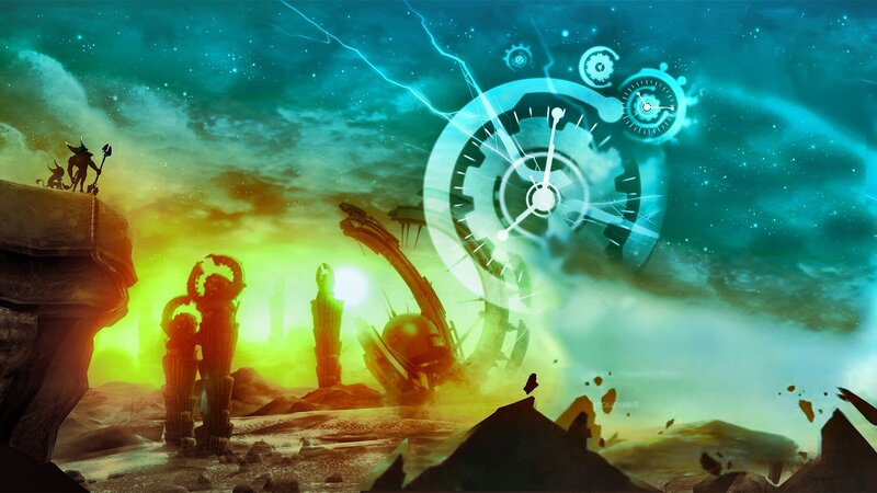 sci-fi clock on alien planet