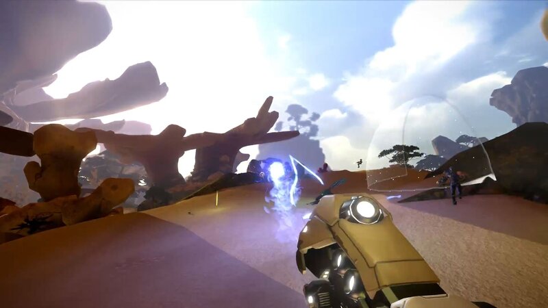 sci-fi combat in desert terrain