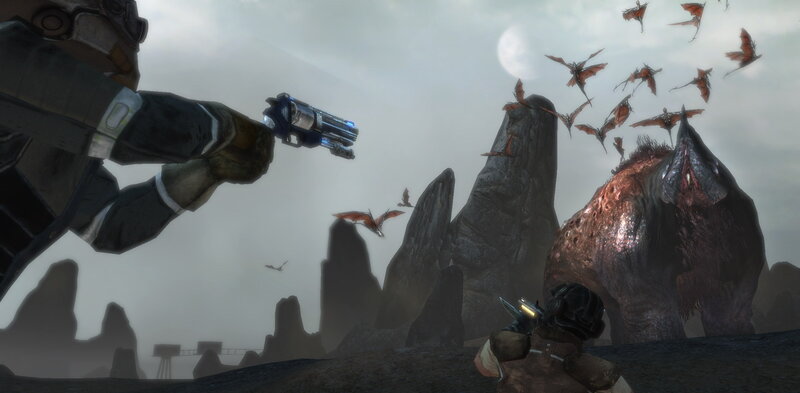 Sci-fi combat on alien planet