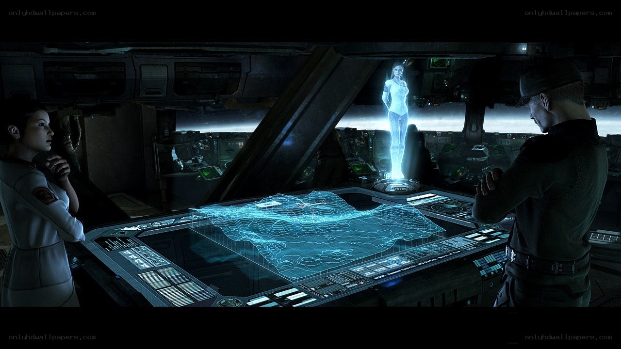 sci-fi command center scene
