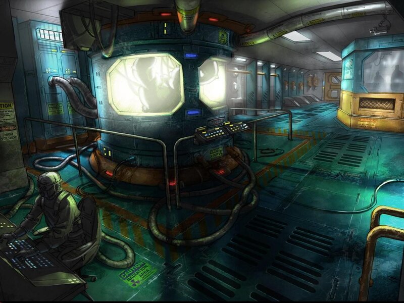 sci-fi control room interior
