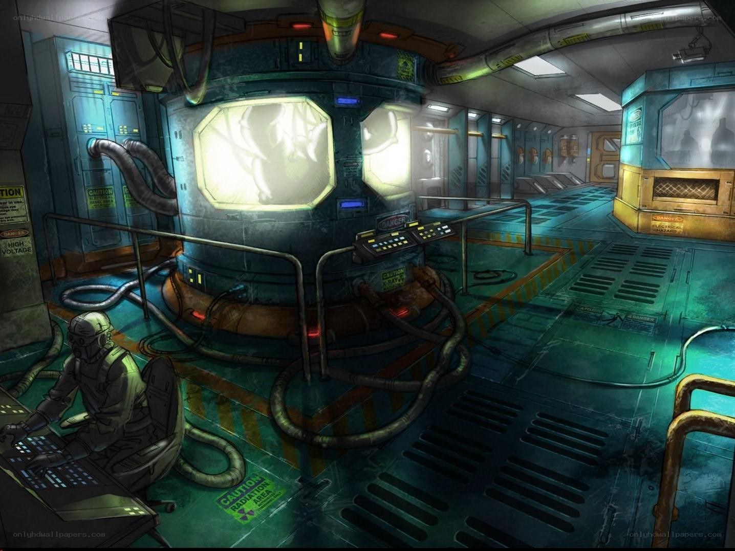 sci-fi control room interior