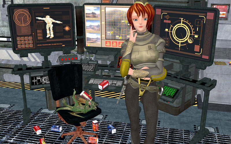Sci-fi control room with pilot