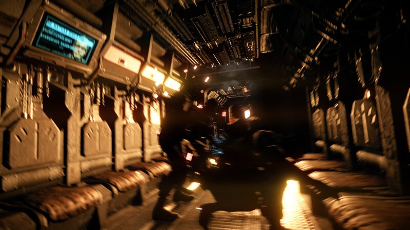 sci-fi corridor action scene
