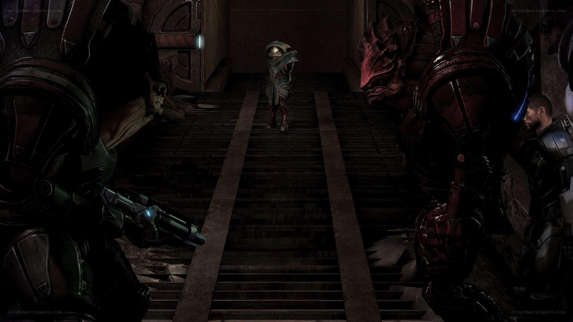 sci-fi corridor confrontation