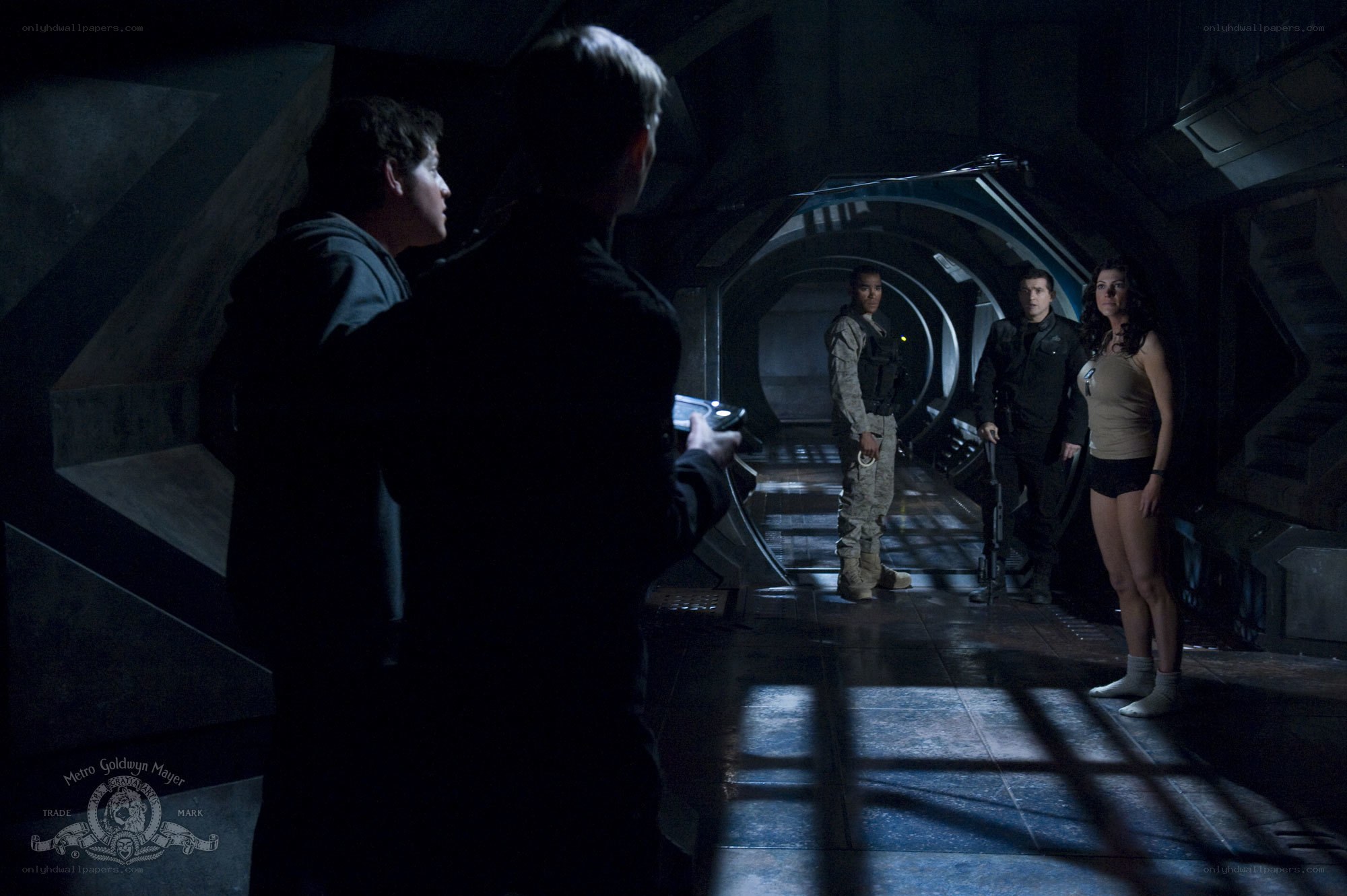 sci-fi corridor confrontation