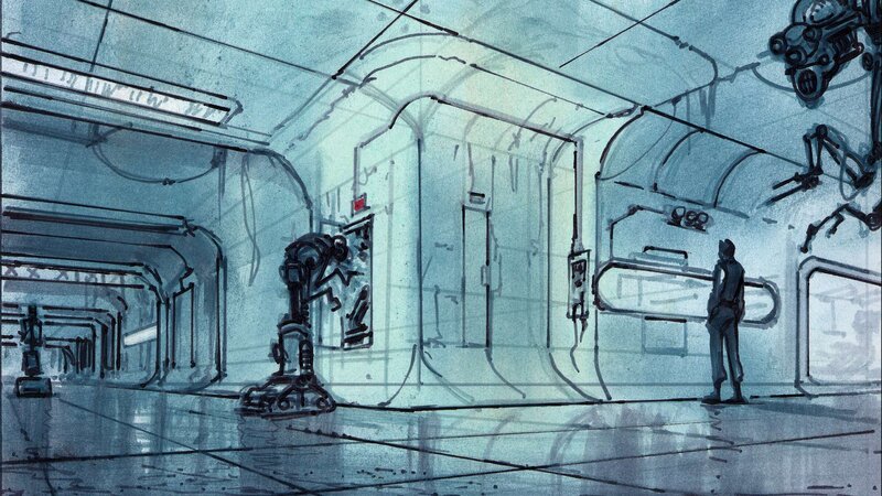Sci-fi Corridor Interior — Blue