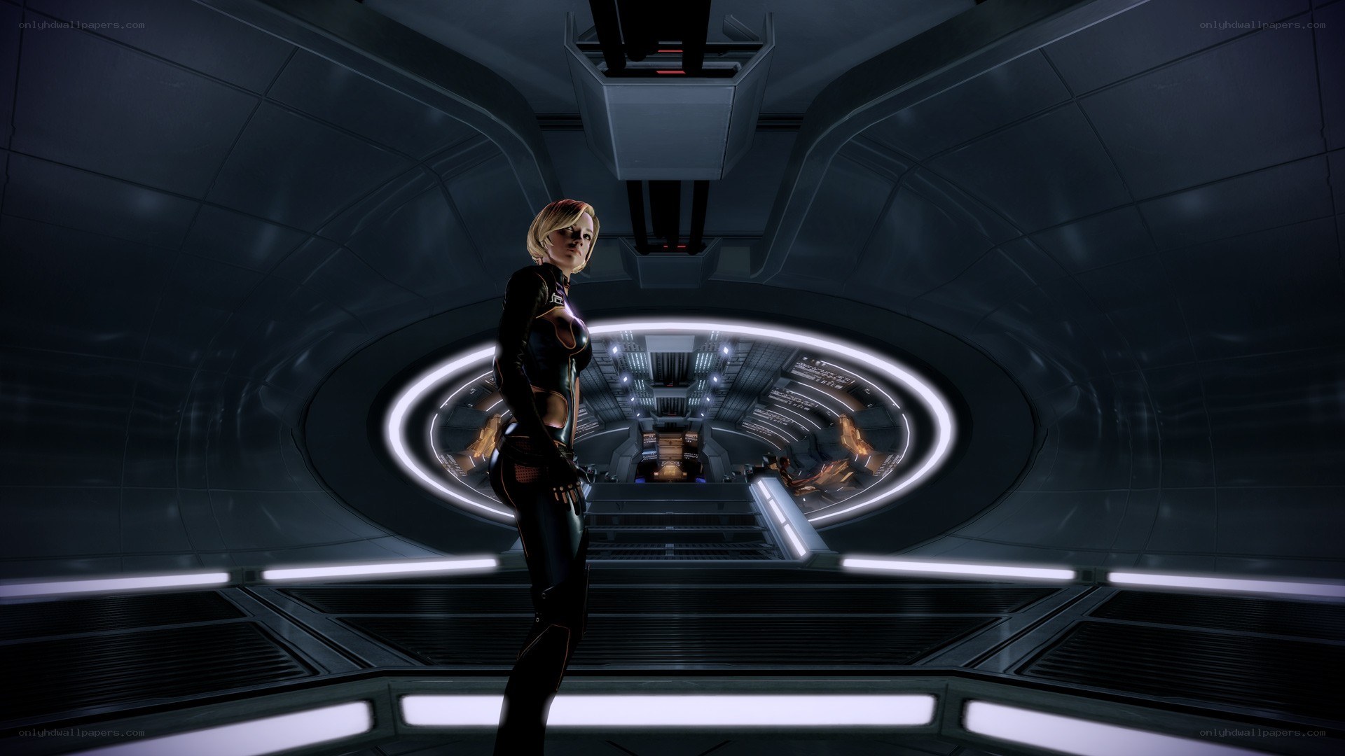 sci-fi corridor with female character