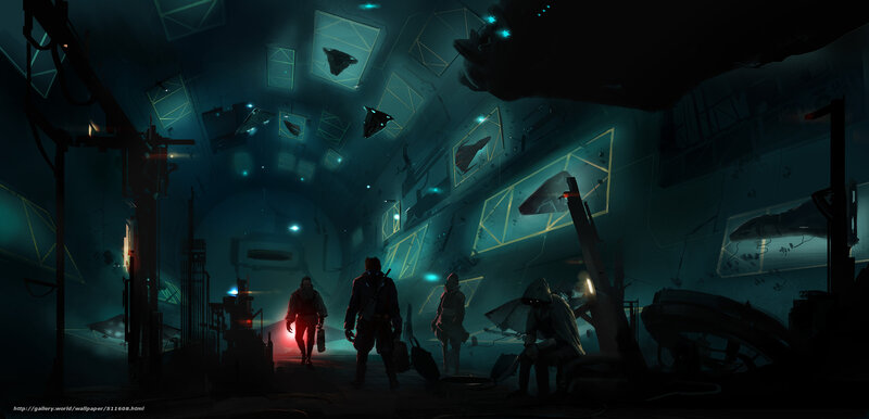 sci-fi corridor with figures
