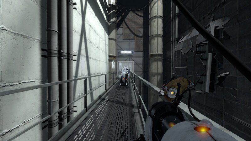 Sci-fi corridor with robot