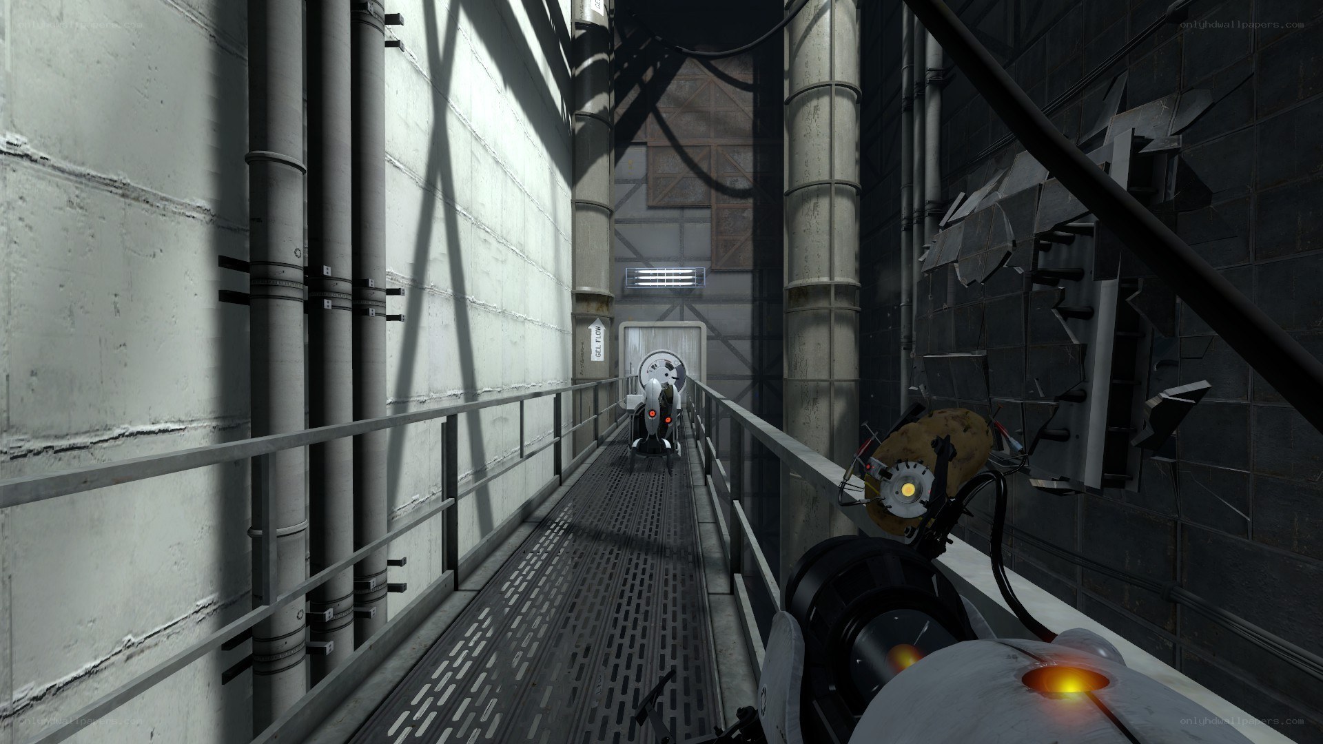 Sci-fi corridor with robot