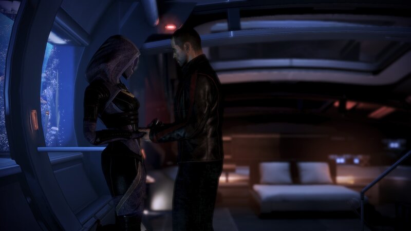 sci-fi couple in cabin