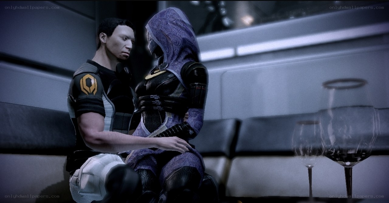 sci-fi couple in quiet moment