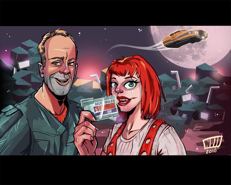 Sci-fi couple with multipass